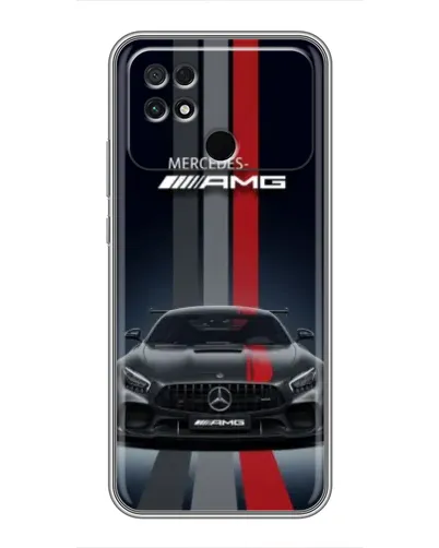Чехол для Xiaomi POCO C40 с картинкой «Mercedes — белый карбон»