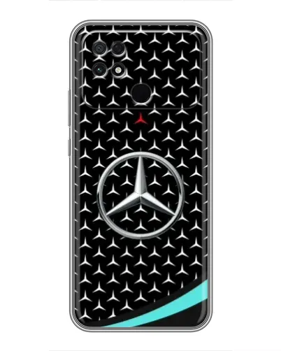 Чехол для Xiaomi POCO C40 с картинкой «Mercedes — бирюзовый акцент»