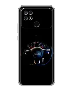 Чехол для Xiaomi POCO C40 с картинкой «Салон Audi — руль»