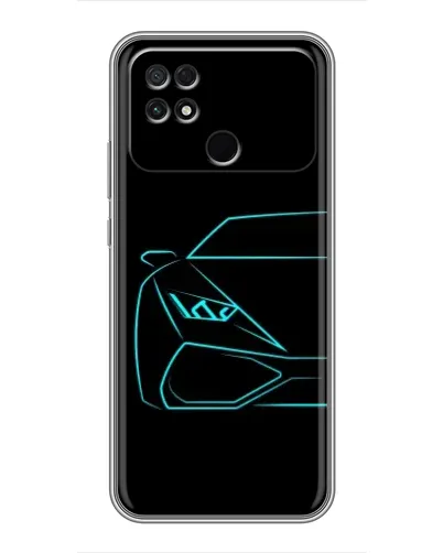 Чехол для Xiaomi POCO C40 с картинкой «Голубой силуэт Lamborghini»
