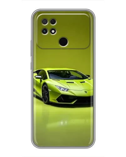 Чехол для Xiaomi POCO C40 с картинкой «Салатовый Lamborghini Huracan»