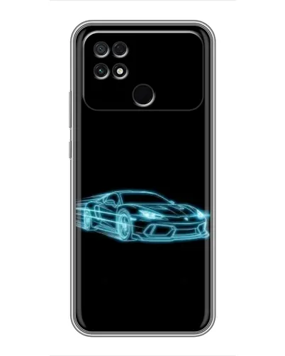 Чехол для Xiaomi POCO C40 с картинкой «Неоновый контур Lamborghini»