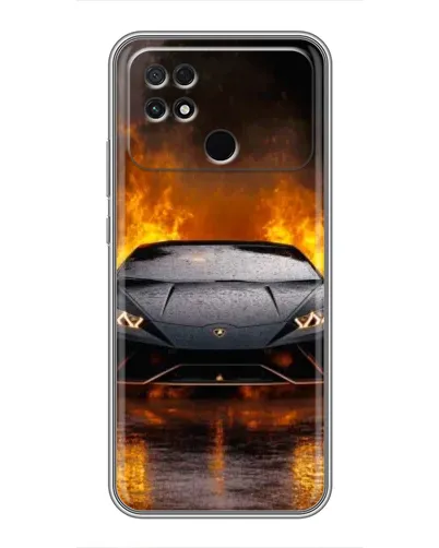 Чехол для Xiaomi POCO C40 с картинкой «Lamborghini в огне»