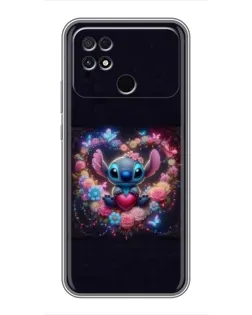 Чохол для Xiaomi POCO C40 з картинкою «Stitch у квітах»