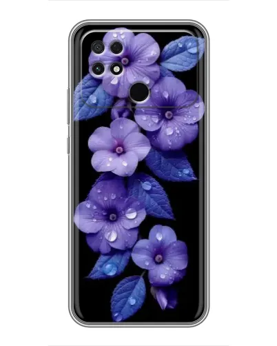 Чохол для Xiaomi POCO C40 з картинкою «Фіолетові квіти з росою»