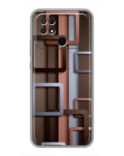 Чехол для Xiaomi POCO C40 с картинкой «Коричневые объемные квадраты» Чехол для Xiaomi POCO C40 с картинкой «Коричневые объемные квадраты»