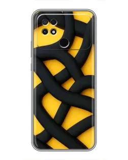 Чехол для Xiaomi POCO C40 с картинкой «Черное желтое переплетение» Чехол для Xiaomi POCO C40 с картинкой «Черное желтое переплетение»