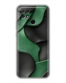 Чехол для Xiaomi POCO C40 с картинкой «Зеленые кожаные волны» Чехол для Xiaomi POCO C40 с картинкой «Зеленые кожаные волны»
