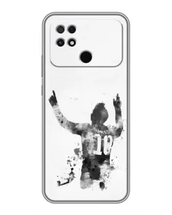 Чехол для Xiaomi POCO C40 с картинкой «Черно-белый силуэт Месси» Чехол для Xiaomi POCO C40 с картинкой «Черно-белый силуэт Месси»