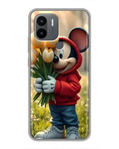 Чехол для Xiaomi Poco C50 с картинкой «Микки с тюльпанами»