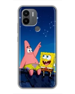 Чехол для Xiaomi Poco C50 с картинкой «Губка Боб и Патрик ночью»