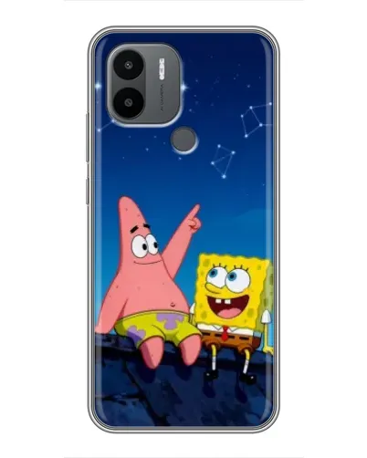 Чехол для Xiaomi Poco C50 с картинкой «Губка Боб и Патрик ночью»