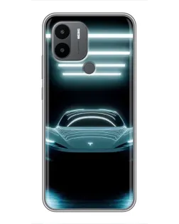 Чехол для Xiaomi Poco C50 с картинкой «Tesla в неоне»