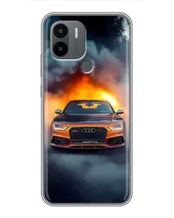 Чехол для Xiaomi Poco C50 с картинкой «Audi в огненном дыму»