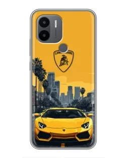 Чехол для Xiaomi Poco C50 с картинкой «Желтый Lamborghini город»
