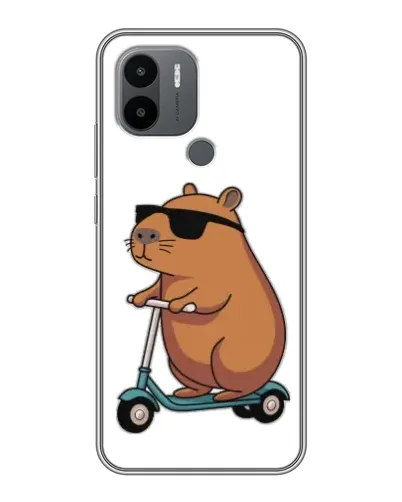 Чехол для Xiaomi Poco C50 с картинкой «Капибара на самокате»