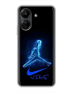 Чехол для Xiaomi POCO C65 с картинкой «Jordan Neon Blue» Чехол для Xiaomi POCO C65 с картинкой «Jordan Neon Blue»