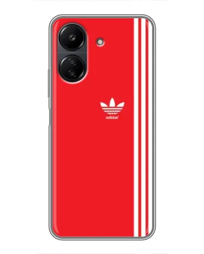 Чехол для Xiaomi POCO C65 с картинкой «Красный минимализм Adidas»