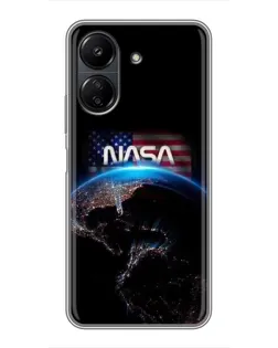 Чехол для Xiaomi POCO C65 с картинкой «Земля из космоса NASA»