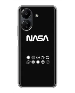 Чехол для Xiaomi POCO C65 с картинкой «NASA — технический принт»