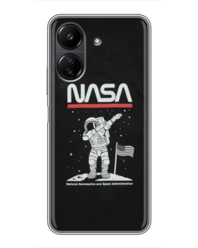 Чехол для Xiaomi POCO C65 с картинкой «NASA — шагаем по Луне»