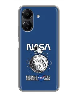 Чехол для Xiaomi POCO C65 с картинкой «NASA — лунная миссия»