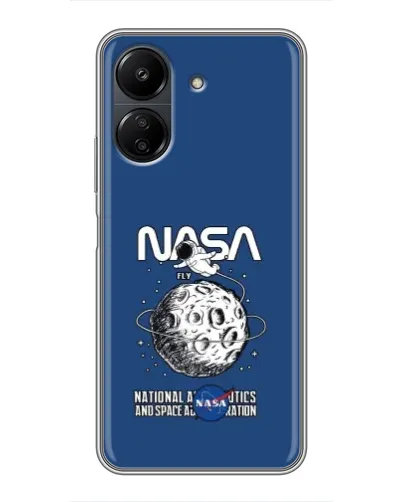 Чехол для Xiaomi POCO C65 с картинкой «NASA — лунная миссия»