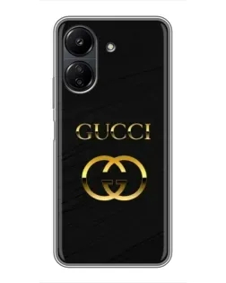 Чохол для Xiaomi POCO C65 з картинкою «Золотий логотип Gucci»
