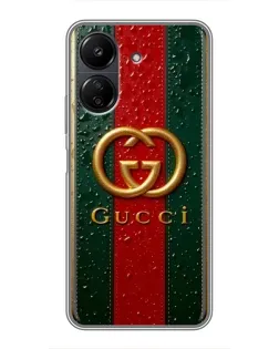 Чохол для Xiaomi POCO C65 з картинкою «Gucci — фірмова смуга та золото»