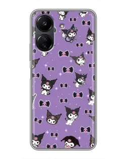 Чехол для Xiaomi POCO C65 с картинкой «Kuromi — паттерн»