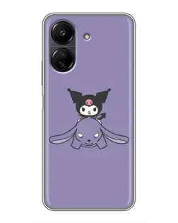 Чехол для Xiaomi POCO C65 с картинкой «Kuromi на лиловом фоне»