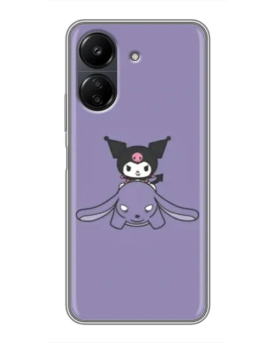 Чехол для Xiaomi POCO C65 с картинкой «Kuromi на лиловом фоне»