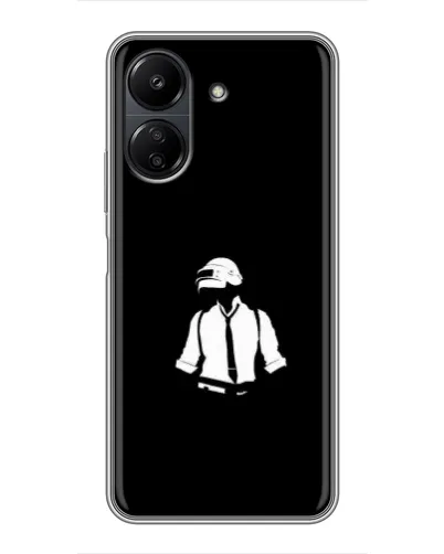 Чохол для Xiaomi POCO C65 з картинкою «PUBG — білий шолом»