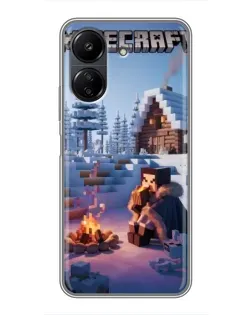 Чохол для Xiaomi POCO C65 з картинкою «Зимовий Minecraft»