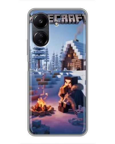 Чохол для Xiaomi POCO C65 з картинкою «Зимовий Minecraft»