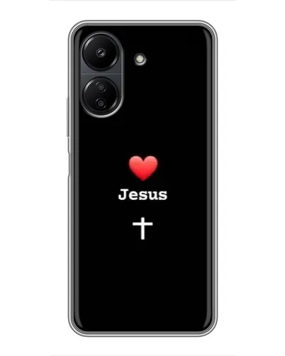 Чехол для Xiaomi POCO C65 с картинкой «Сердце - Jesus»