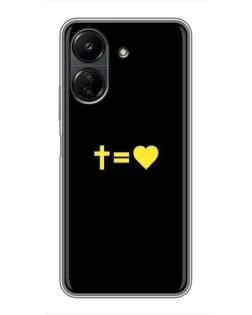 Чехол для Xiaomi POCO C65 с картинкой «Сердце и Крест»