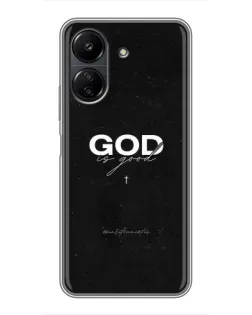 Чехол для Xiaomi POCO C65 с картинкой «GOD — Бог над всем»