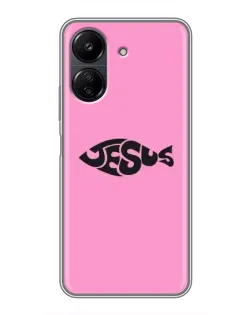 Чехол для Xiaomi POCO C65 с картинкой «Розовый символ  Jesus»