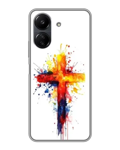 Чехол для Xiaomi POCO C65 с картинкой «Акварельный крест»