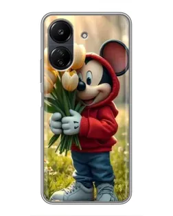Чехол для Xiaomi POCO C65 с картинкой «Микки с тюльпанами» Чехол для Xiaomi POCO C65 с картинкой «Микки с тюльпанами»