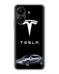 Чехол для Xiaomi POCO C65 с картинкой «Tesla Model Y»