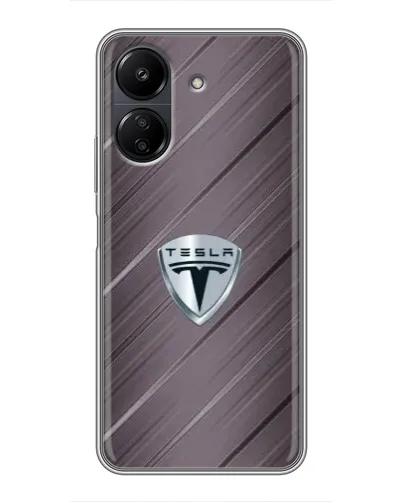 Чехол для Xiaomi POCO C65 с картинкой «Металлическая текстура Tesla»