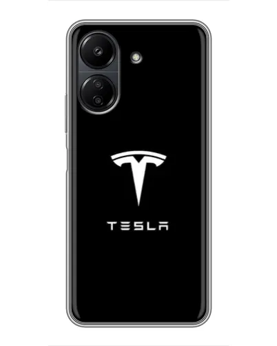 Чехол для Xiaomi POCO C65 с картинкой «Tesla White Logo»
