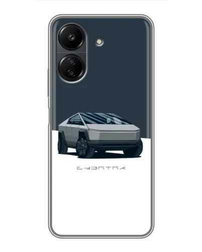 Чехол для Xiaomi POCO C65 с картинкой «Серебристый Cybertruck Tesla»
