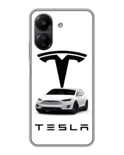 Чехол для Xiaomi POCO C65 с картинкой «Tesla White Style»