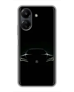 Чехол для Xiaomi POCO C65 с картинкой «Mercedes — силуэт авто» Чехол для Xiaomi POCO C65 с картинкой «Mercedes — силуэт авто»