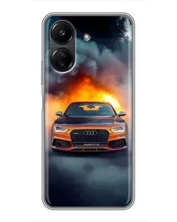 Чохол для Xiaomi POCO C65 з картинкою «Audi у вогняному диму»