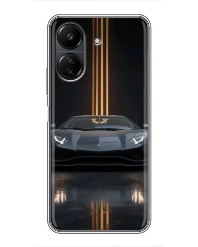 Чехол для Xiaomi POCO C65 с картинкой «Lamborghini золотые линии»