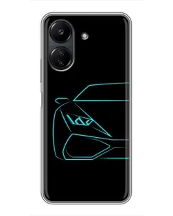 Чехол для Xiaomi POCO C65 с картинкой «Голубой силуэт Lamborghini» Чехол для Xiaomi POCO C65 с картинкой «Голубой силуэт Lamborghini»